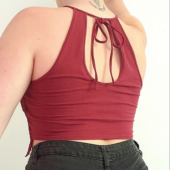 Burgundy Lace Top - Picture 2 of 3